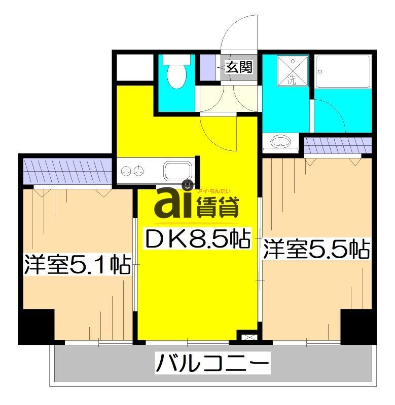 府中市白糸台のマンションの間取り