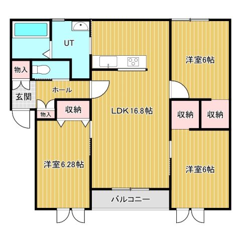 プリマ若松Bの間取り