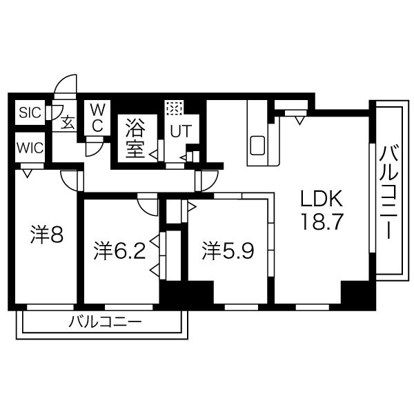 札幌市中央区南二条東のマンションの間取り