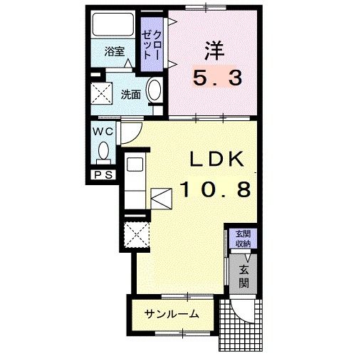 かほく市外日角のアパートの間取り