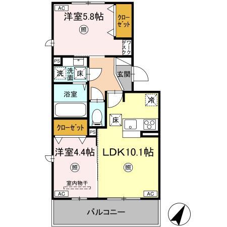 宇土市北段原町のアパートの間取り