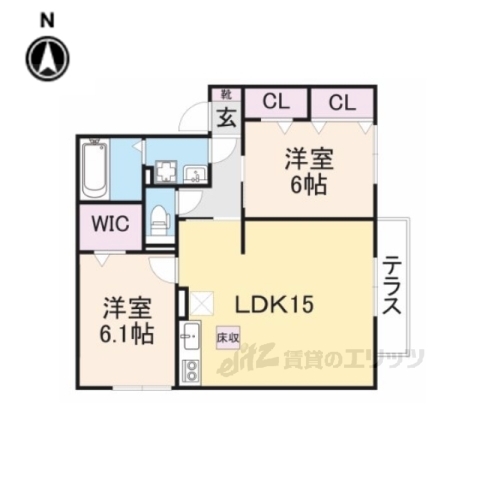 寝屋川市太秦東が丘のアパートの間取り