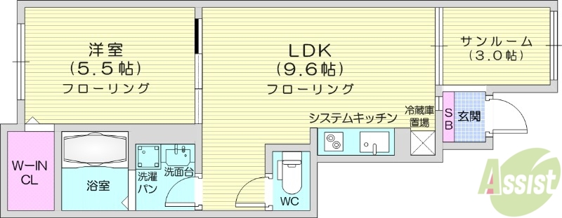 塩竈市新富町のアパートの間取り