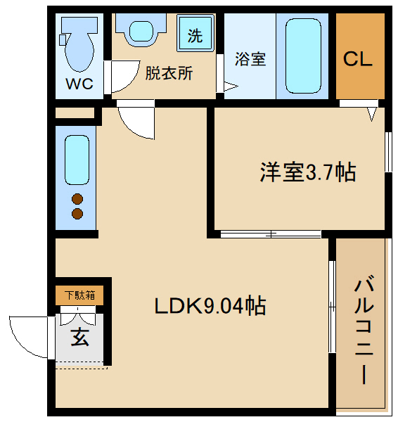 藤井寺市西古室のアパートの間取り