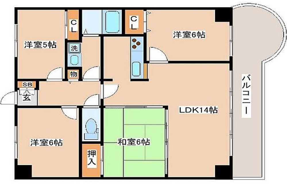 神戸市兵庫区御崎本町のマンションの間取り