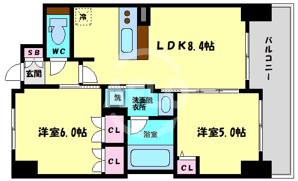 【エステムプラザ大手前エヴァースの間取り】