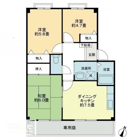 フォブール竹峰Ｂの間取り