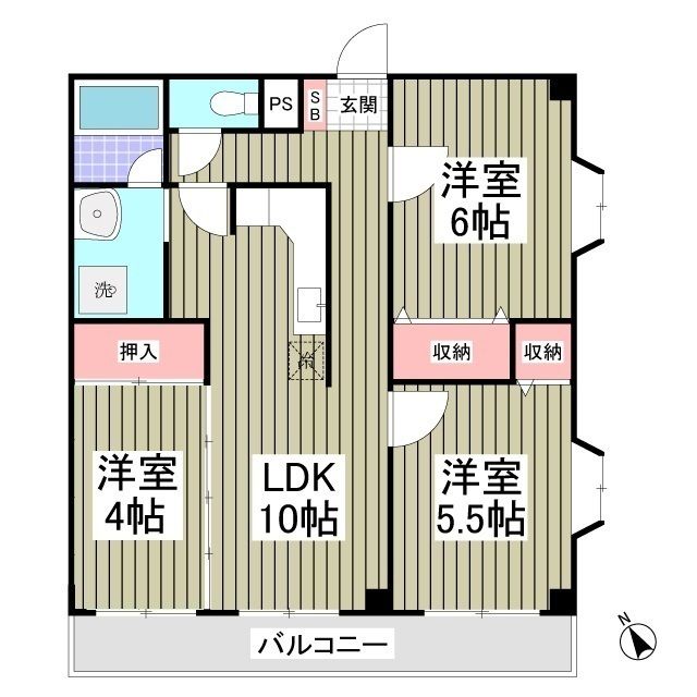 鶴ヶ島市松ヶ丘のマンションの間取り