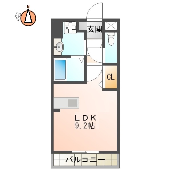 徳島市南佐古八番町のアパートの間取り