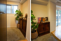 玄関　広い土間には植物や自転車を置くことも