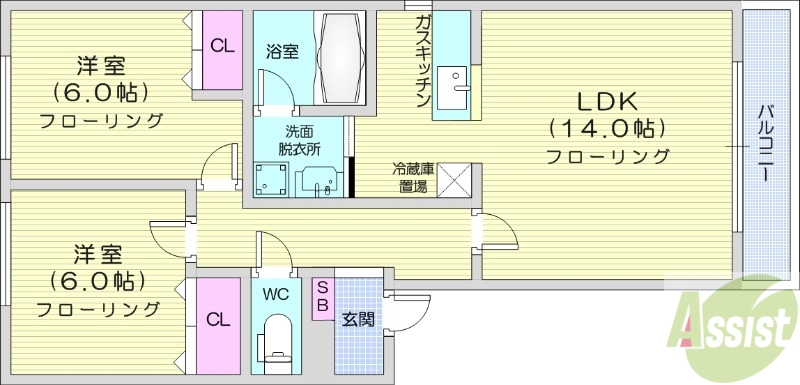 地下鉄東豊線 環状通東駅 徒歩10分 4階建 築28年の間取り写真