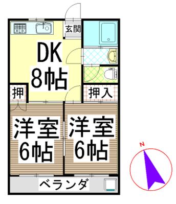 一万城コーポの間取り