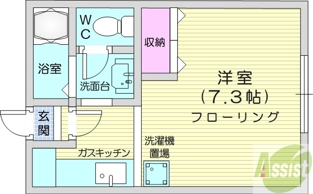 札幌市北区新琴似七条のアパートの間取り