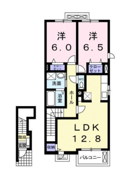 伊予市下吾川のアパートの間取り