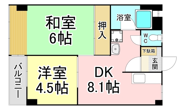 北九州市小倉北区昭和町のマンションの間取り