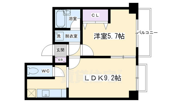 京都市下京区西新屋敷太夫町のマンションの間取り