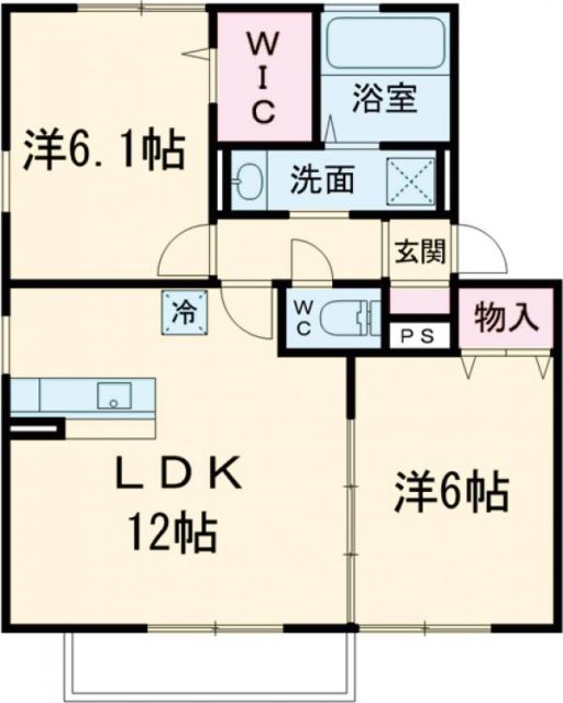 守谷市松ケ丘のアパートの間取り