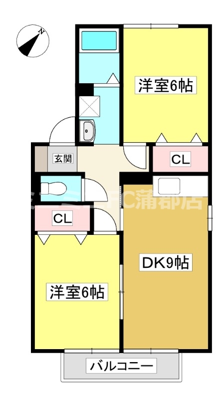 岡崎市中島町のアパートの間取り