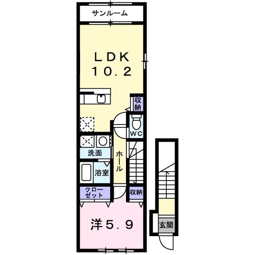 白山市手取町のアパートの間取り