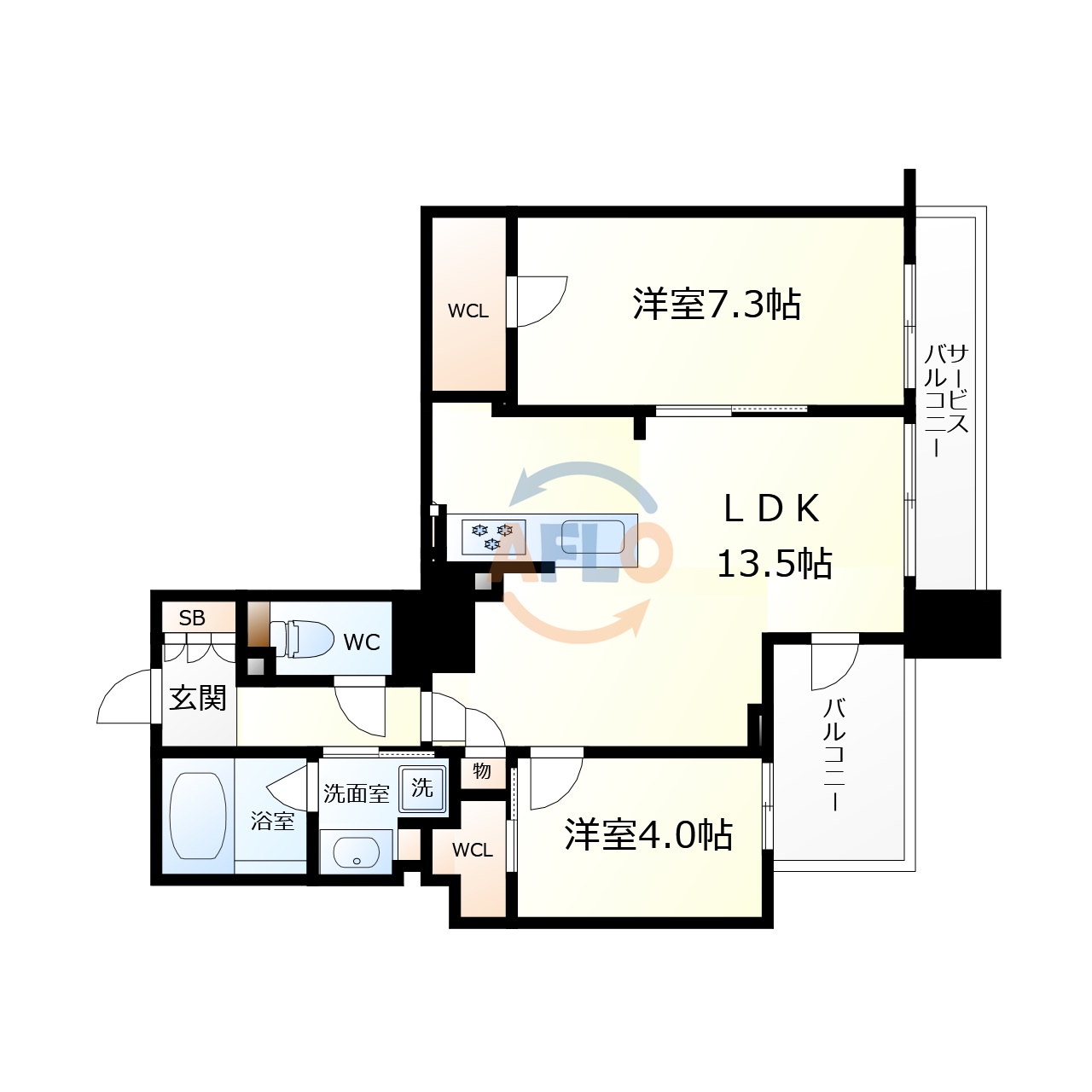 ブランズタワー大阪本町の間取り