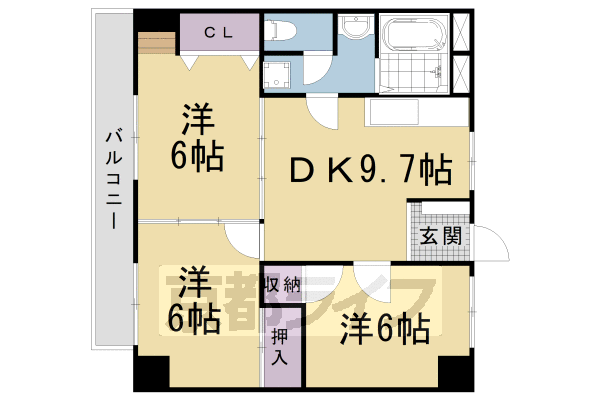 京都市南区上鳥羽苗代町のマンションの間取り