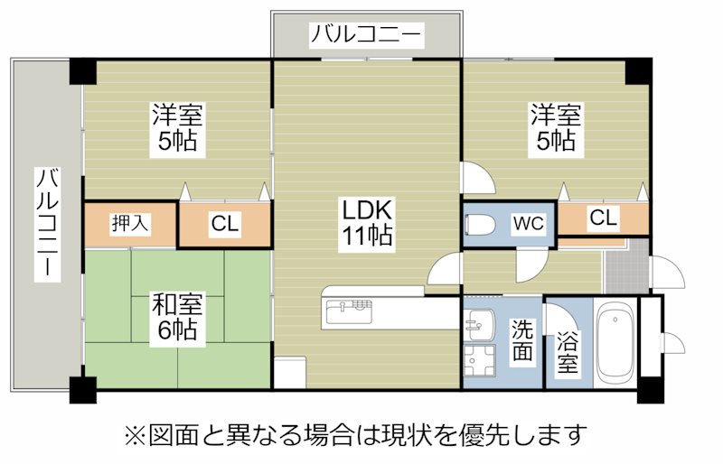 北九州市小倉南区津田のマンションの間取り