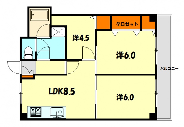 広島市西区観音本町のマンションの間取り