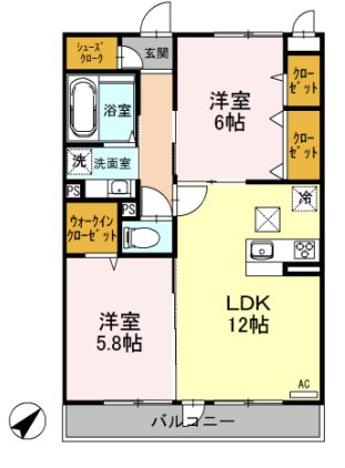 上尾市大字原市のアパートの間取り