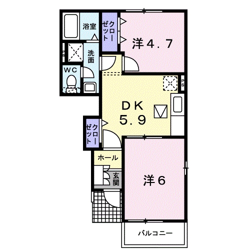 [家電付き] ロッソコルサAの間取り