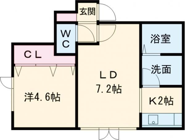 札幌市白石区北郷一条のアパートの間取り