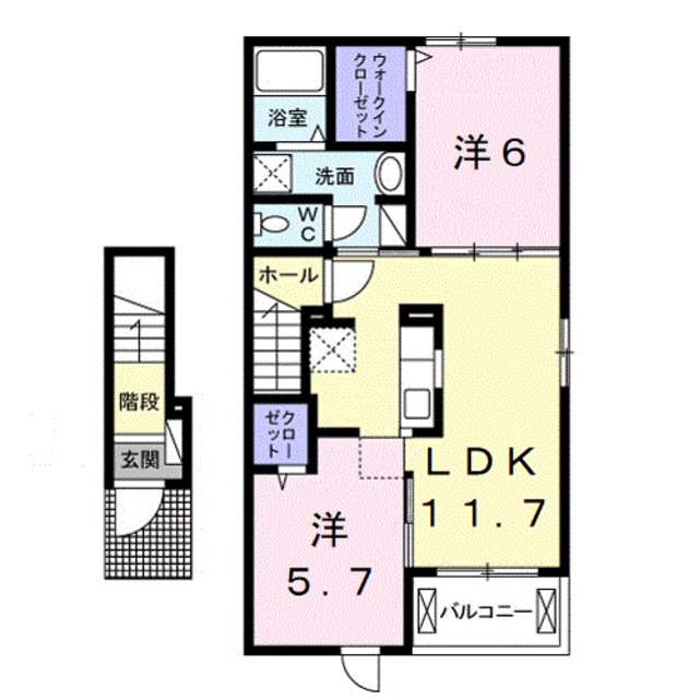 和歌山市岩橋のアパートの間取り