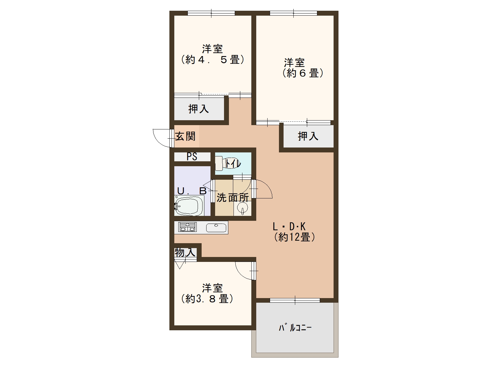 【芦屋市高浜町５-2　9階　３LDKの間取り】