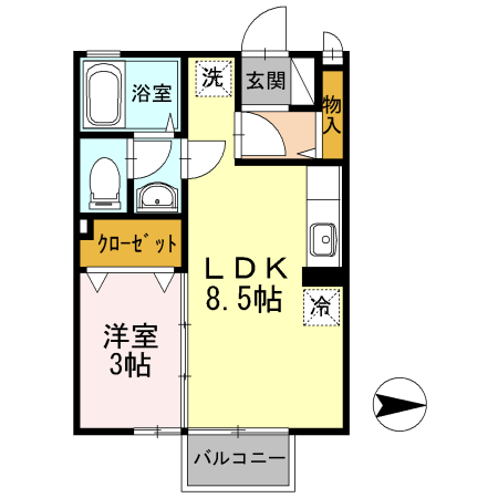 福山市三吉町のアパートの間取り