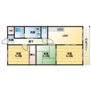 八尾市西木の本のマンションの間取り