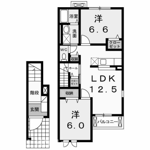 前橋市堀越町のアパートの間取り