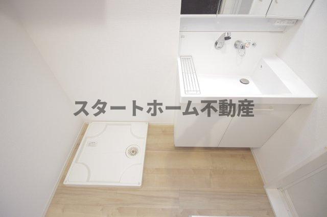 洗面設備　スペースが確保できる洗面所です