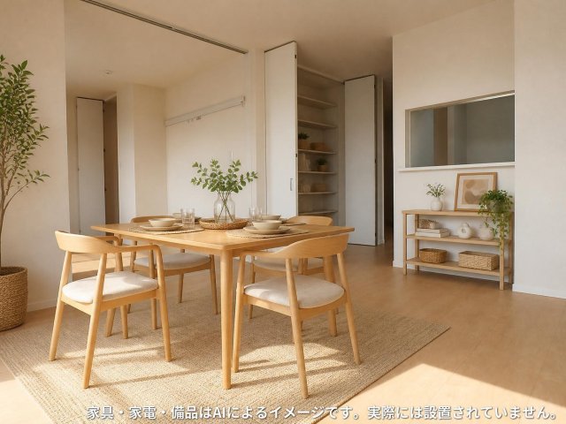 居室・リビング　※家具・家電・備品等はＡＩ画像生成により配置例を示したもので