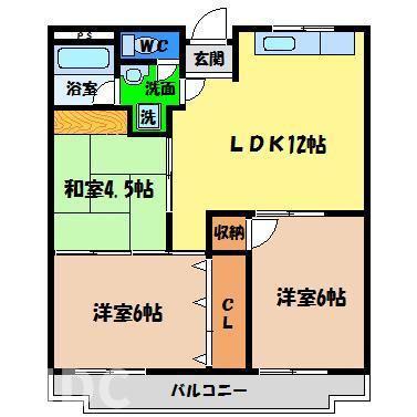 ＪＲ牟岐線 阿波富田駅 徒歩49分 4階建 築49年の間取り写真