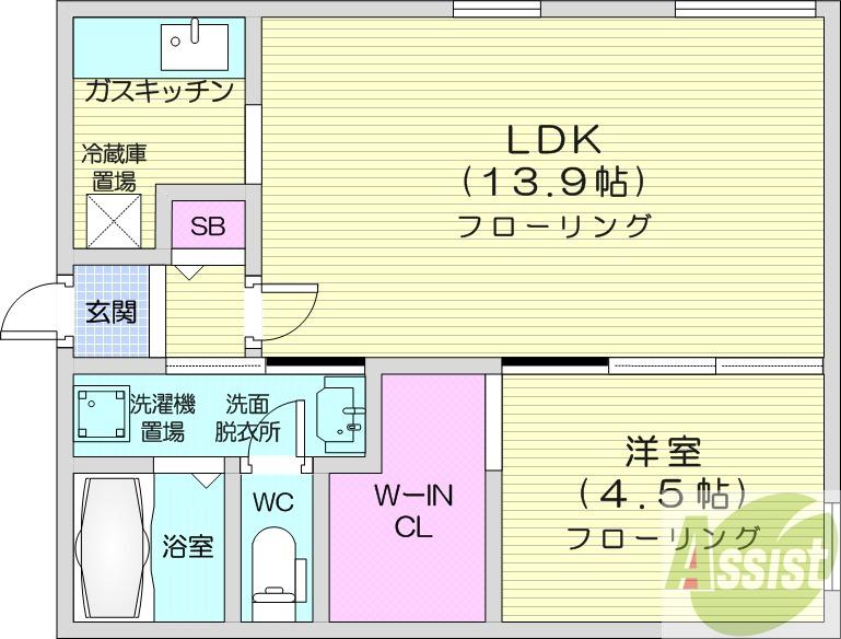 地下鉄南北線 中島公園駅 徒歩6分 4階建 築10年の間取り写真
