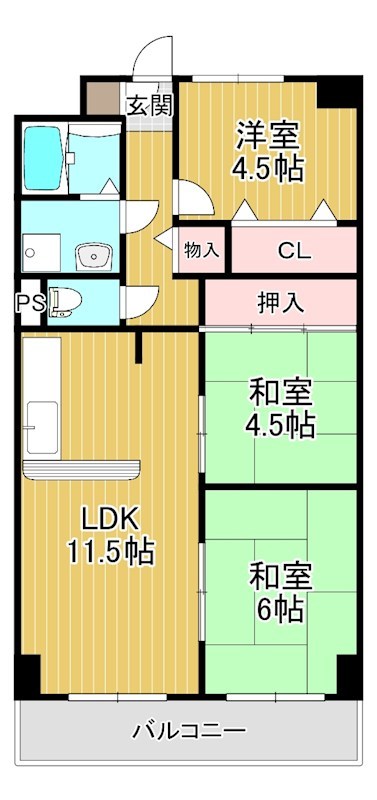 地下鉄中央線 深江橋駅 徒歩8分 6階建 築36年の間取り写真