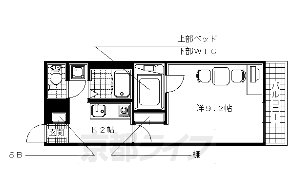 京田辺市草内西垣内のアパートの間取り