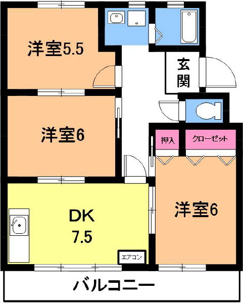 六軒屋農住団地コーポ美園の間取り