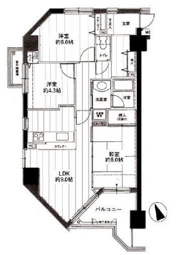 茅ヶ崎市浜竹のマンションの間取り