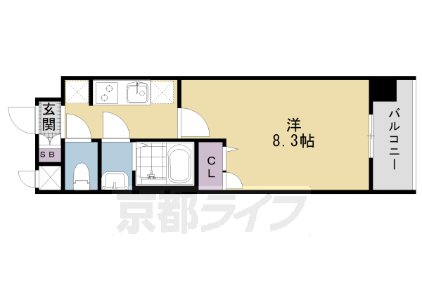 【京都市下京区西七条石井町のマンションの間取り】