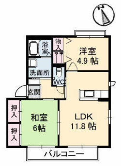 アルメリア鳴川　Ａ棟の間取り