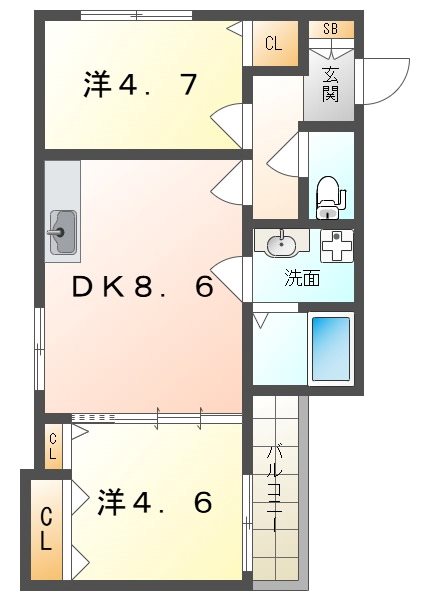 クリエオーレ津の辺町IIの間取り