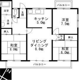 中部東山荘北棟の間取り