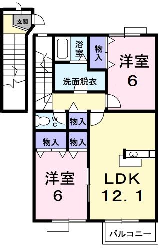 鈴鹿市弓削のアパートの間取り