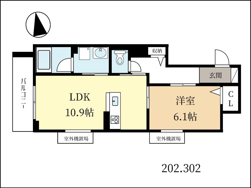 城陽市枇杷庄のマンションの間取り