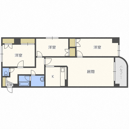 【札幌市白石区東札幌五条のマンションの間取り】